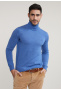 Slim fit basic merino roll neck sweater crown blue mix