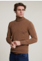 Slim fit basic merino roll neck sweater loam mix