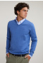 Custom fit basic merino V-neck sweater crown blue mix