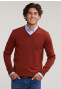 Custom fit basic merino V-neck sweater negroni mix