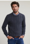 Custom fit wool-cachmere cable sweater graphite mix