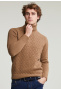Custom fit wool-cashmere roll neck sweater baboon mix