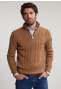 Slim fit wool-cashmere mock neck sweater loam mix