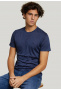 Slim fit scheerwol T-shirt blauw