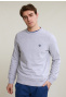 Pull col rond lt grey mix