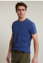 Custom fit pima cotton T-shirt chest pocket denim mix