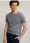 Custom fit pima katoen T-shirt borstzak grey mix