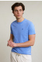 T-shirt ajusté basique coton pima col rond lt caribbean blue