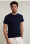 T-shirt ajusté basique coton pima col rond navy