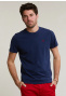 Custom fit basic pima katoen T-shirt ronde hals oxford blue mix