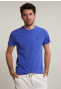 T-shirt ajusté basique coton pima col rond reef blue