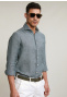 Custom fit linen shirt khaki