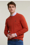 Normal fit basic bamboo-cotton crew neck pullover sunset mix