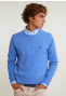 Normal fit basic cotton crew neck pullover lt hamptons blue mix