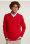 Normal fit basic cotton V-neck pullover harvard red