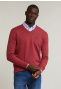 Normal fit basic cotton V-neck pullover tomato mix