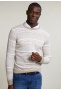 Custom fit cotton striped crew neck pullover old wood mix