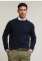 Custom fit cotton crew neck sweater dark navy