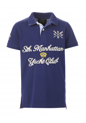Slim fit cotton polo in Blue