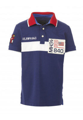 Custom fit cotton polo in Blue