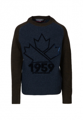 Tricolore pullover with raglan sleeves in Blue