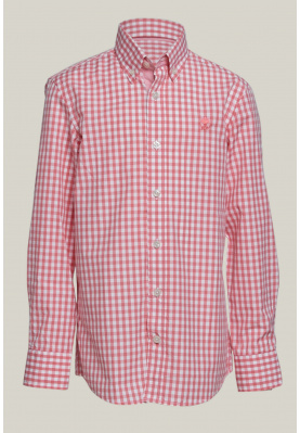 Custom fit checked shirt pink