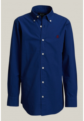 Custom fit popeline hemd oxford blauw