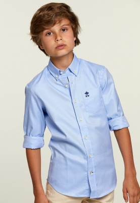 Custom fit hemd met zak blauw