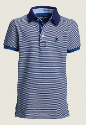 Custom fit striped polo exotic blue