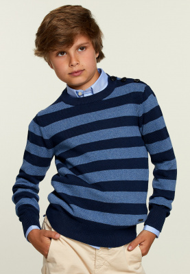 Custom fit striped pima cotton sweater urban mix