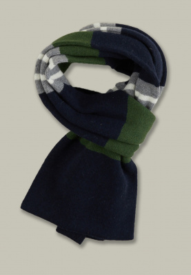 Knitted striped scarf navy/cottage mix