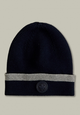 Striped knitted hat navy