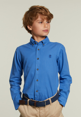 Custom fit cotton shirt blue bird