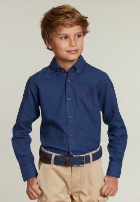 Custom fit cotton shirt dark city blue
