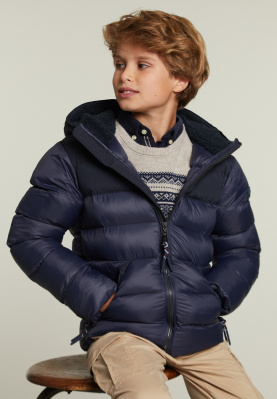Hooded quilted jacket oxy navy