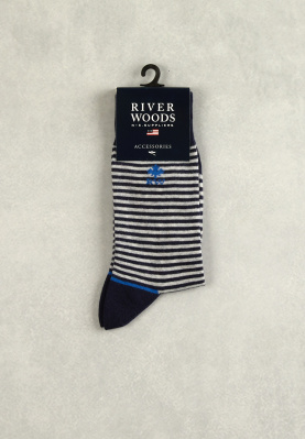 Striped cotton socks navy/grey mix