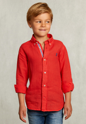 Custom fit linen shirt pomegranate