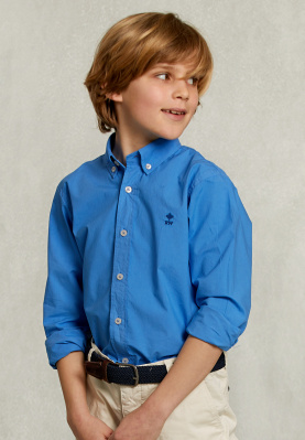 Custom fit poplin shirt azure