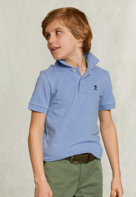 Custom fit basic cotton polo blue gin mix