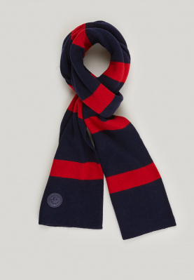 Wol-kasjmier gestreepte sjaal navy/red voor jongens