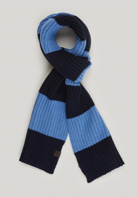 Gestreepte katoenen sjaal dk navy/alpine blue mix voor jongens