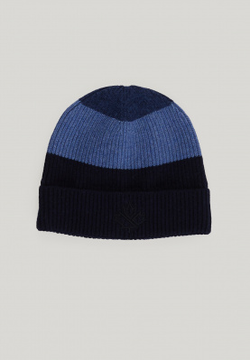 Striped wool-cashmere hat navy/crown blue for boys