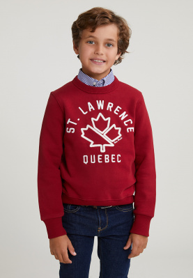 Pull fantaisie col rond aspen red