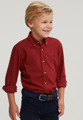 Custom fit katoenen hemd red maple