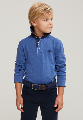 Cutom fit cotton polo crown blue mix
