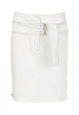 Straight skirt with belt in White