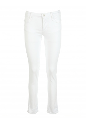 Fitted pants with embroidery in White
