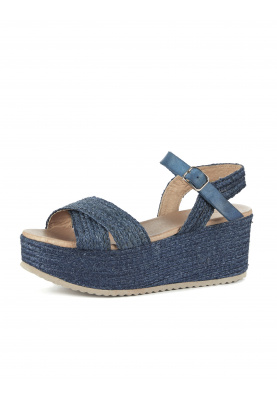 Blue sandals with wedge heel