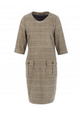 Dress with front pockets in Brown