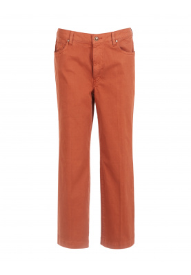 Wide cotton cropped pants in Brown